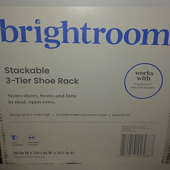 ☆NIB☆3 Tier "BRIGHTROOM" Large Multi-Use black metal Shoe Rack Natural Wood Top☆ - Picture 4 of 13